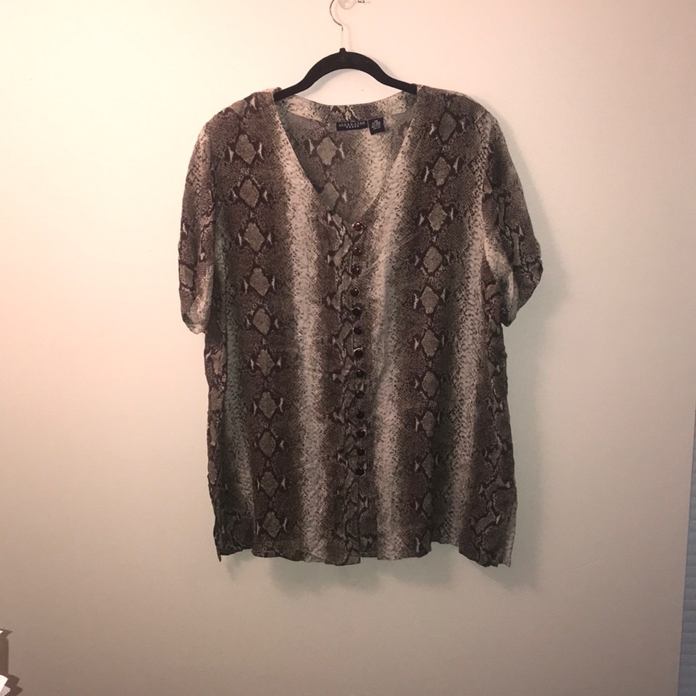 speed star snake skin button up top